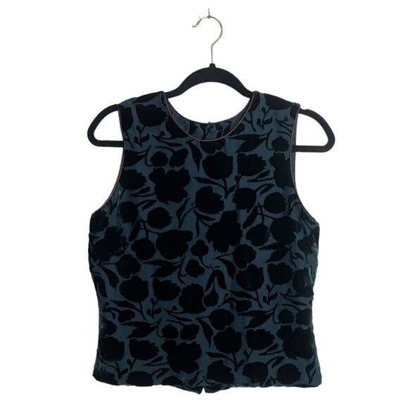 Banana Republic Velvet Burnout Button Back Silk Blend Top - Picture 3 of 16